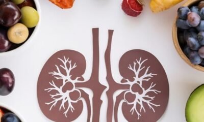 paper-cutout-kidneys-different-healthy-products-white-background-top-view
