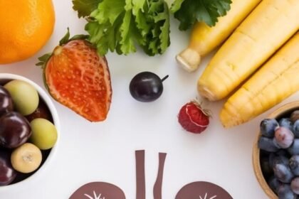 paper-cutout-kidneys-different-healthy-products-white-background-top-view