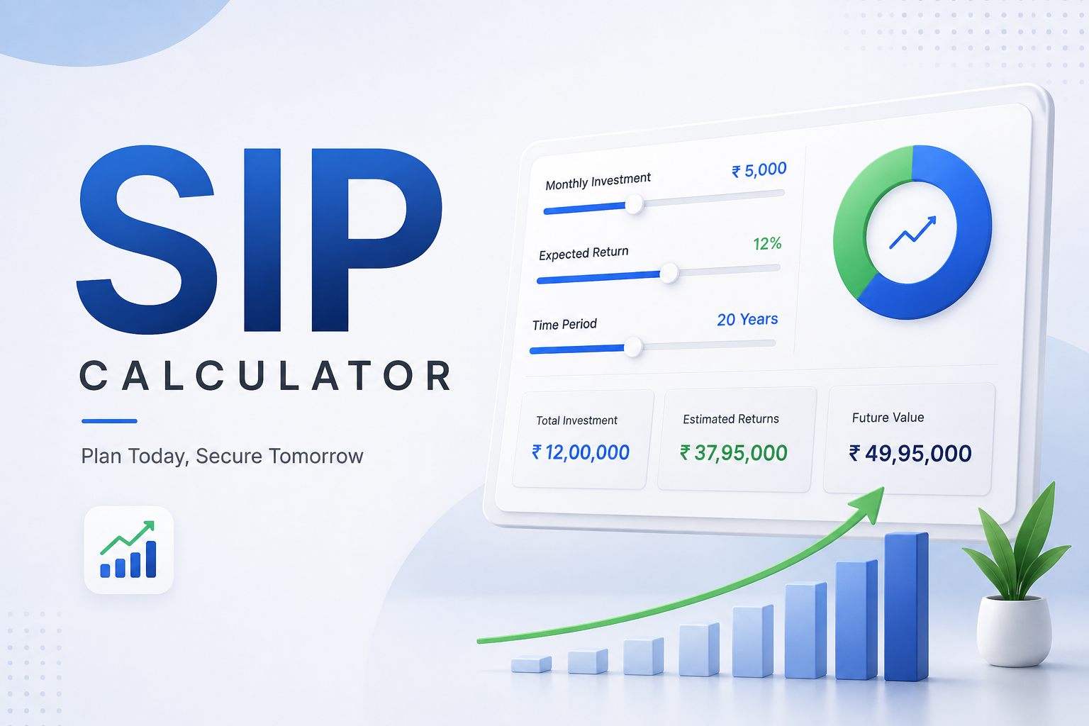 SIP Calculator showing mutual fund investment growth chart
