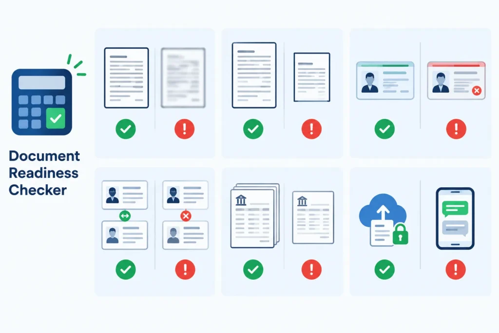 Visual checklist for avoiding blurred, cropped, expired, inconsistent or insecure loan document submissions