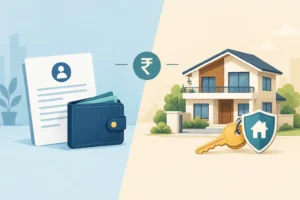 Illustration comparing an unsecured personal loan with a home loan secured by residential property.