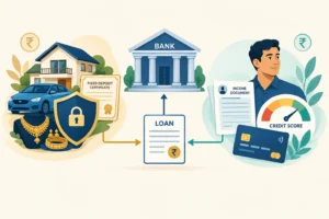 Illustration comparing collateral-backed secured loans with unsecured loans based on income and credit profile in India.