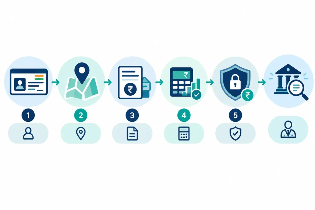 Flowchart showing identity, address, income, repayment capacity and fraud checks by a lender
